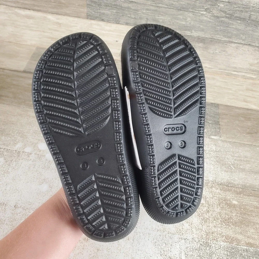 Crocs Classic Kid Slide Sandal Sz 3 J3 Rubber Slip On Rubber Open & Round Toe
